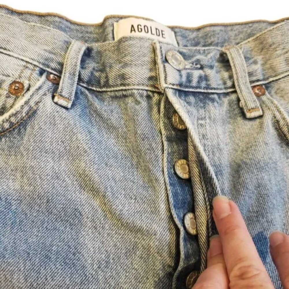 Agolde Parker Vintage Cut Off Short Riptide Light Blue Revolve Womens 27 - Picture 7 of 7